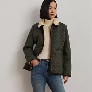 Michael Kors Womens quilted with faux furr trim jacket